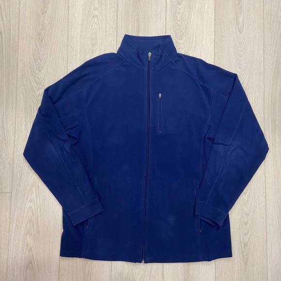 LL Bean Full Zip Fleece Jacket Mens Tall Large Lightweight Pockets Blue - Picture 1 of 9